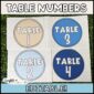 Shows table numbers 1, 2, 3, and 4 in the blue and tan color scheme to match the ocean classroom theme