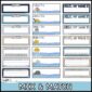 Shows a multitude of the ocean desk name plates that are blank to show what all comes with the product