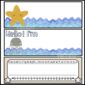 Shows examples of ocean name plates with ocean animals like star fish and other ocean animals