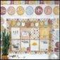 Shows the bulletin board decorated with neutral classroom inspirational posters. The edges of the board are filled with printable bulletin board borders. Above the board are neutral alphabet posters
