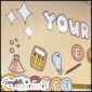 Shows a close up of the colored clipart featuring a calculator and other math and science items