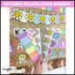 Shows the bulletin board borders printed out and fanned out with the board in the background