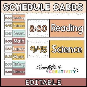 Modern Neutral Classroom Schedule Cards