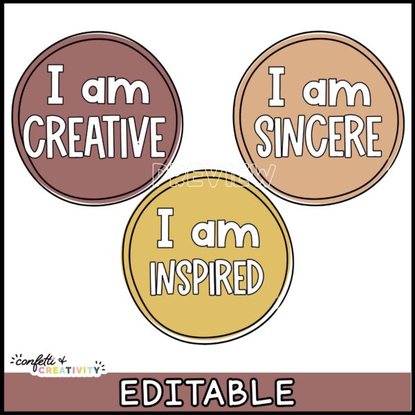 Modern-Neutral-Affirmation Station - Affirmation Mirror Selfie Shows multiple affirmations that begin with the phrase "I Am". These are perfect for students to use in an affirmation mirror