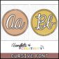 Shows the A and B cursive font on the alphabet posters