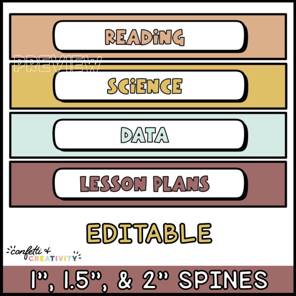 Modern Neutral Binder Covers and Binder Spines - Binder Spines Shows 4 different binder spine options that come with the product