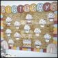 Shows the classroom birthday board set up in a real classroom