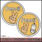 Shows the pencil hand signal card along with clipart and without clipart