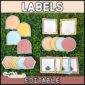 Shows multiple different sizes and shapes of the modern neutral classroom labels