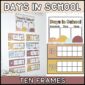 Shows the days in school tally ten frames on a real wall in the classroom