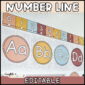 Shows the modern neutral number line in a real classroom above the alphabet posters