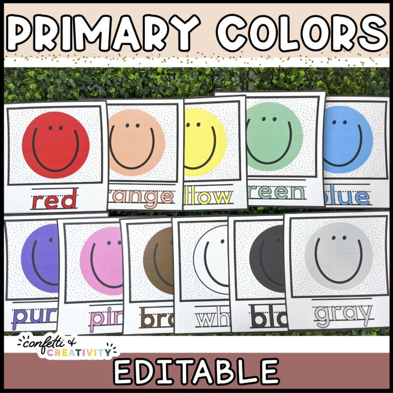 Shows all of the happy face colors laid out on a grass panel