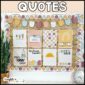 Shows an image with "quotes" at the top of the image with a showing of 8 posters on a bulletin board. The board includes neutral bulletin board borders