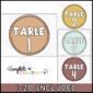 Shows multiple table numbers in orange, yellow, blue, and maroon