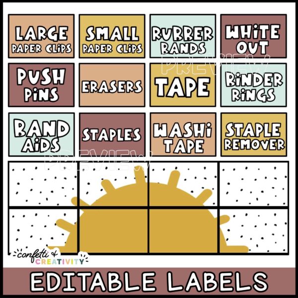 Neutral Teacher Toolbox Labels - Labels Shows a full set of teacher toolbox labels