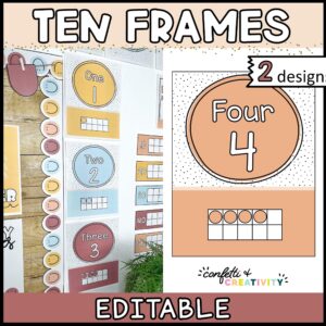 Shows the modern neutral ten frames in a real classroom