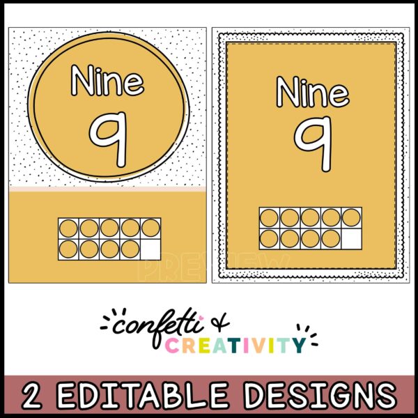 Neutral Ten Frames -Different Designs Shows two different ten frame poster designs