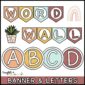 Shows the word wall banner, rainbows, and up close images of the letter headers