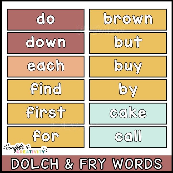 Neutral Classroom Word Wall - Sight Words Shows the sight words in the modern neutral color scheme