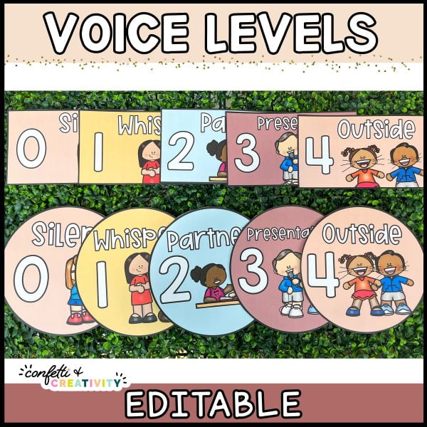 Modern neutral voice level cards confetti creativity