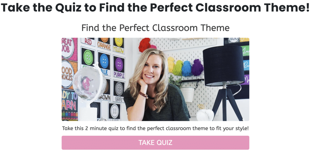 Image and link to the perfect classroom theme quiz!