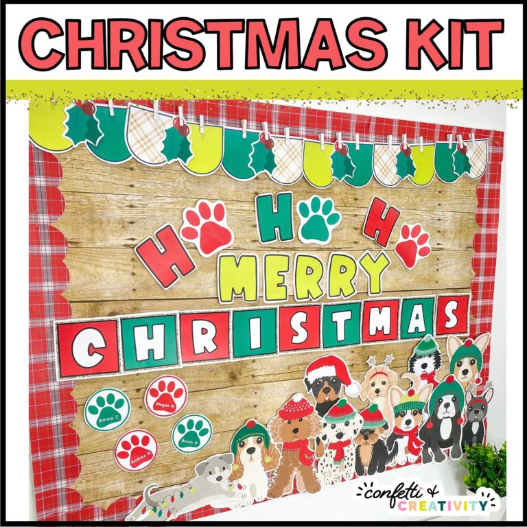 Shows the dog themed Christmas Bulletin Board perfect for every dog lover in the world.