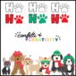 Shows black and white text as well as colored text. The bottom of the image shows the dog clipart included in the product