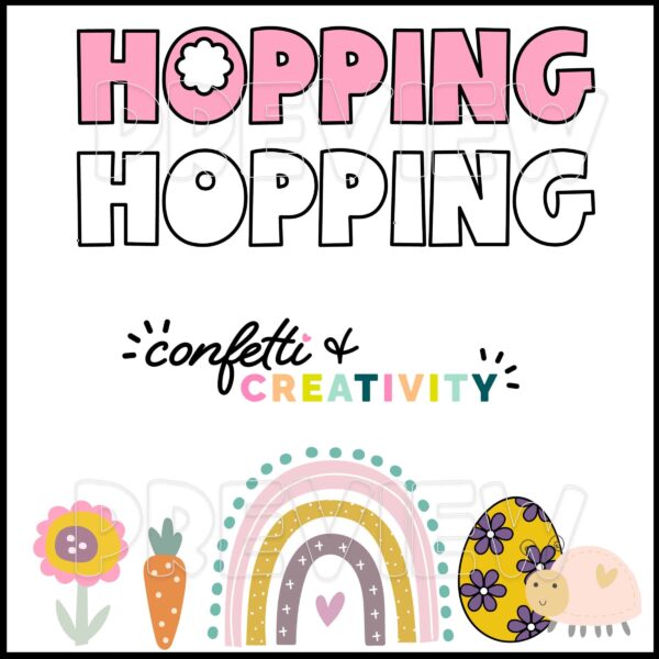 Spring Bulletin Board - Text Options Shows black and white and color text