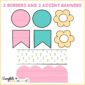 Shows close up of clipart and printable bulletin board borders