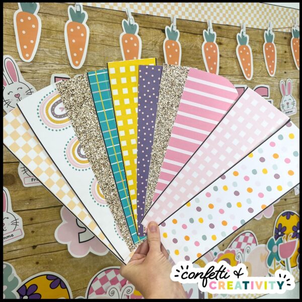 Spring Door Decor - Printable Borders Shows fanned out spring Bulletin board borders