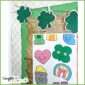 Shows a close up of the shamrock banner at the top of the bulletin board