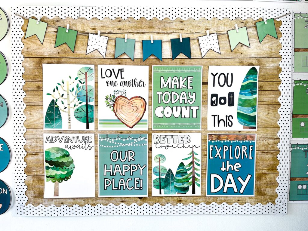 Shows a calm color palette with inspirational postesr