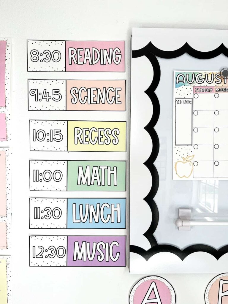 Shows the pastel schedule
