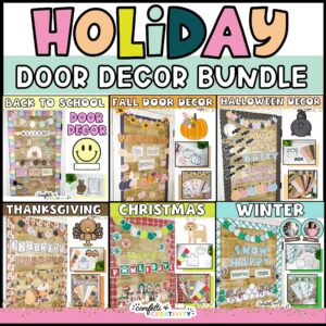 Shows multiple different versions of classroom door decors