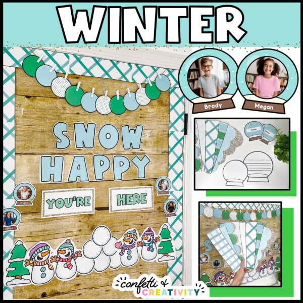 Classroom Door Decor Bundle 10 Shows the Winter Door Decor - "Snow Happy You're Here"