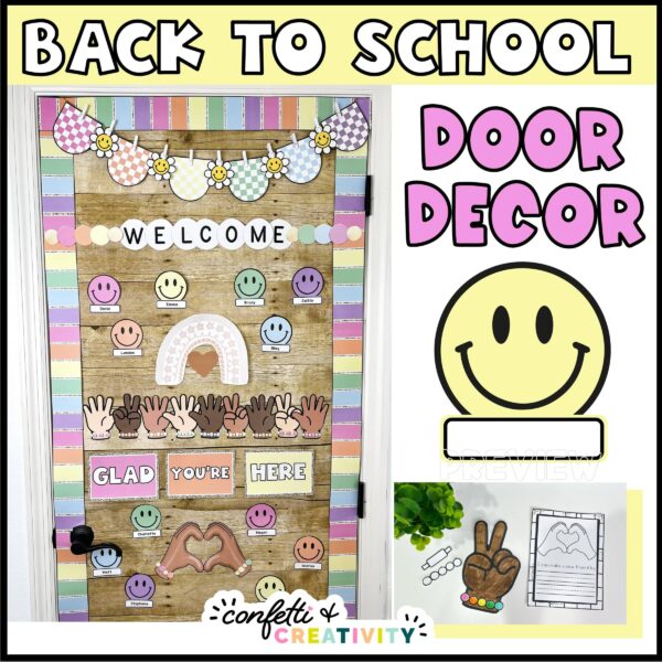 Classroom Door Decor Bundle 11 Shows the Back to School Door Decor - "Welcome - Glad You're Here"
