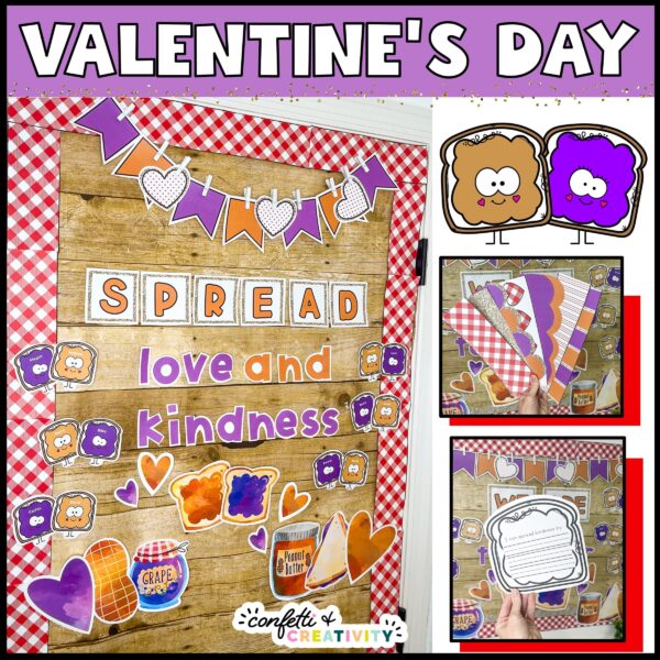 Classroom Door Decor Bundle 9 Shows the Valentine's Day Door Decor - "Spread Love and Kindness"