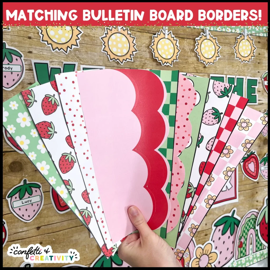 Summer Bulletin Board 2 - Printable Bulletin Board Borders Shows fanned out printable bulletin board borders that are printable and cutable