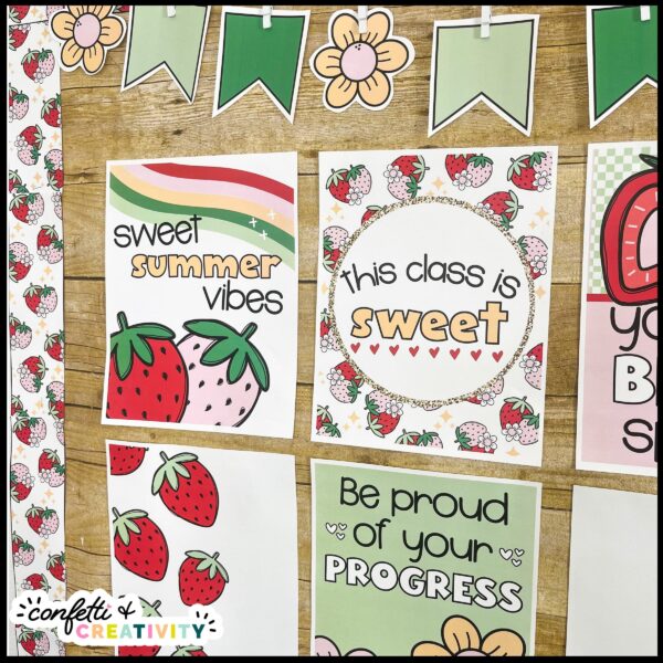 Summer Classroom Posters 3 Shows close up of the strawberry posters