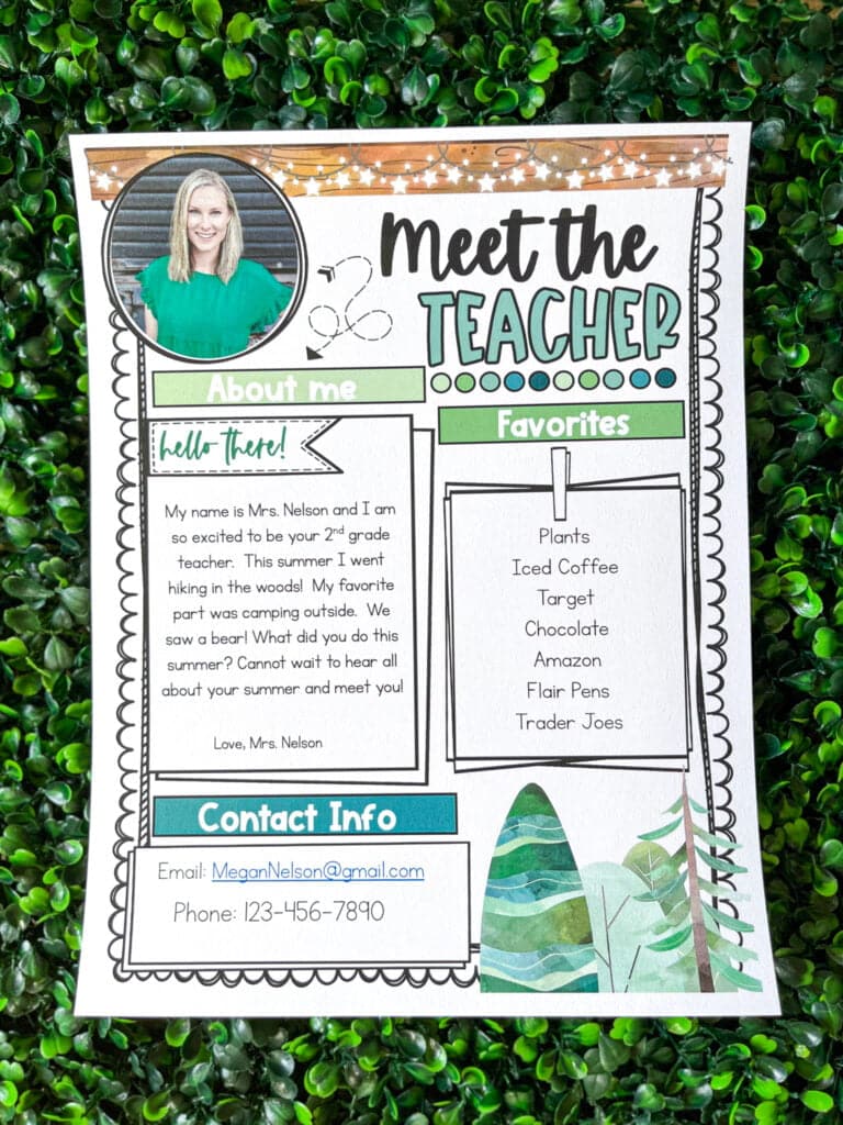Nature Classroom Decor - Meet the Teacher Template