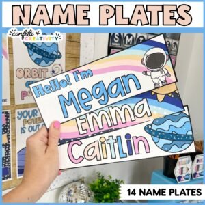 Space Theme Classroom Desk Nameplate Freebie