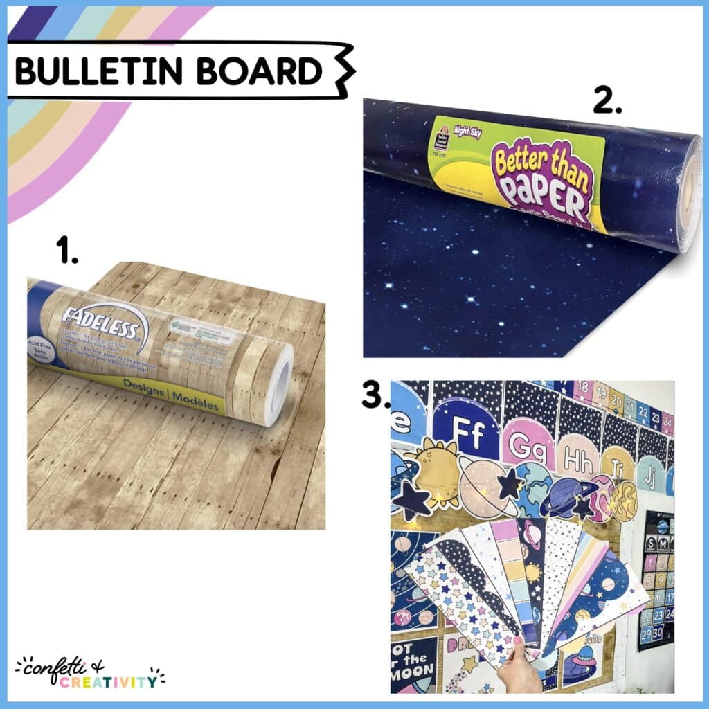 Space Classroom Decor Bulletin Board Paper and Border Options