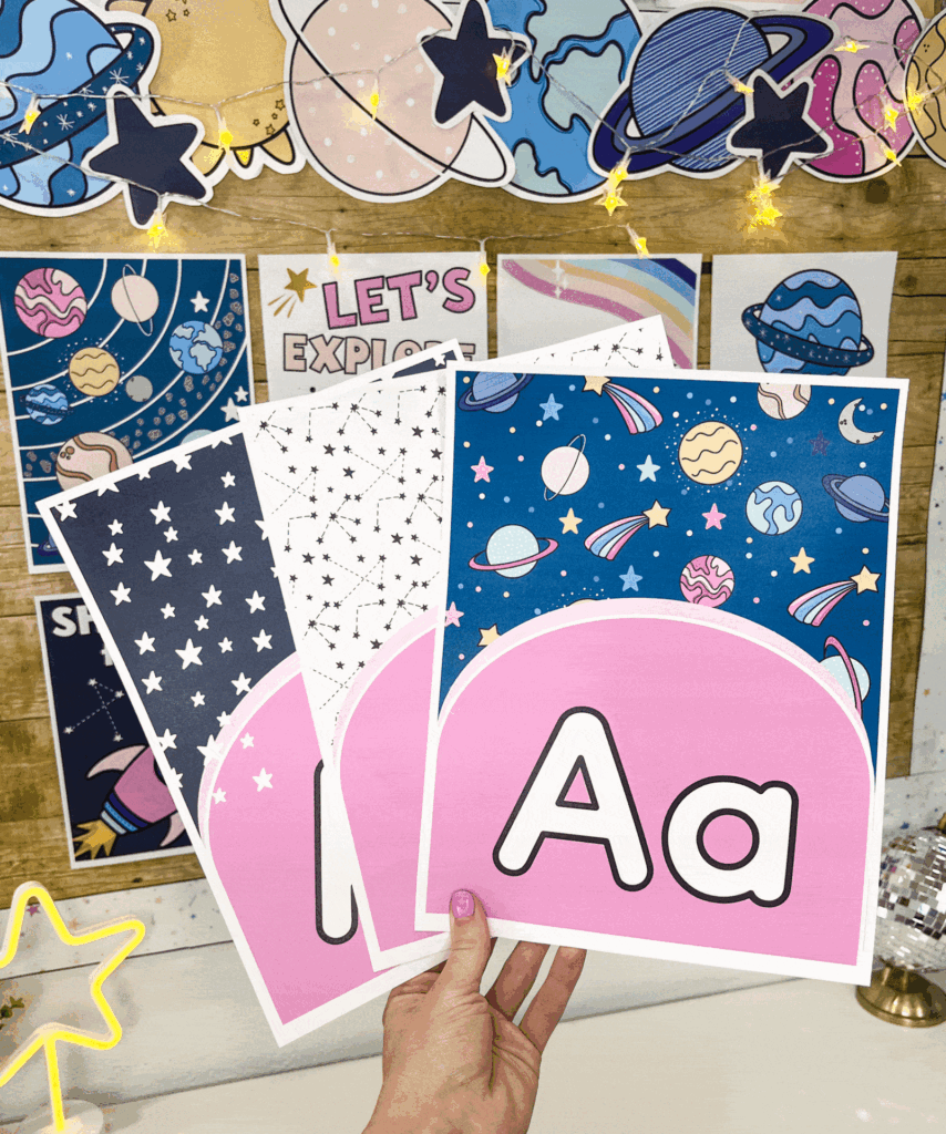 Space Classroom decor Alphabet Posters