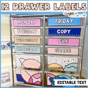 Space 12 Drawer Cart Labels