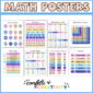 Shows all 8 math posters in the space classroom theme color scheme