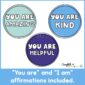 Shows three affirmation circle designs that begin with the phrase "You Are"