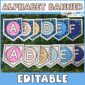 Shows two different alphabet banner design options letter A through F.