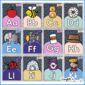 Shows many alphabet posters with pictures on them that match the letter
