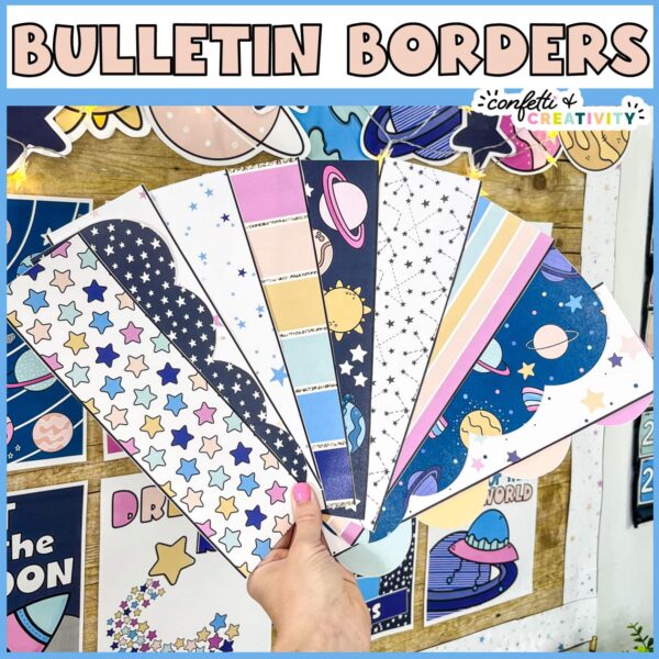 Shows the bulletin board borders fanned out