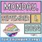 Shows the space themed flip calendar cards